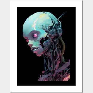 Futuristic skull Posters and Art